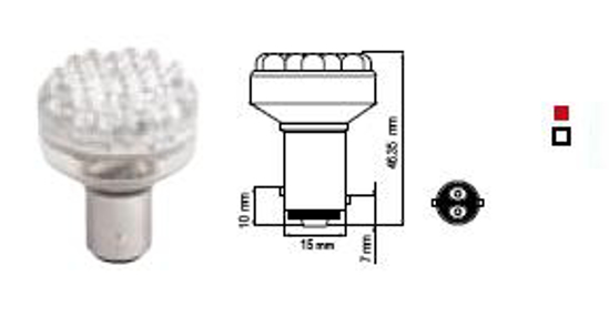 Vaizdas Bosma lemputė BAY15d, raudona, šviesos diodai                                                                                                         