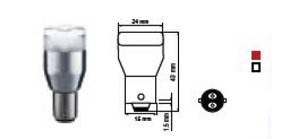 Изображение Bosma lempute BAY15d, raudona 1W, sviesos diodai                                                                                                      