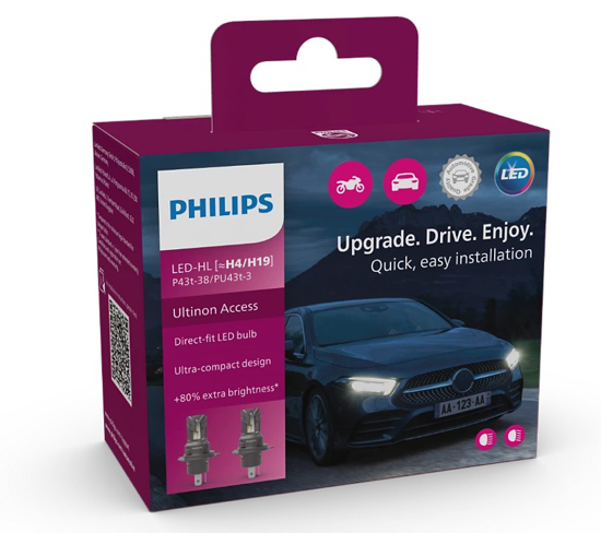 Philips LED pagrindines sviesos H4/H19, 6000K, LEDriving HL, 2vn,    